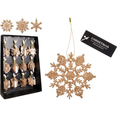 Fiocco di neve 10 cm champagne modello assortito PERAGA CHRISTMAS