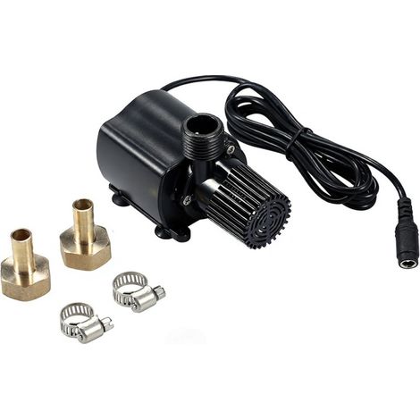 Bürstenlose Wasserpumpe, ultraleise 12-V-Mikro-Wasserpumpe, wasserdicht, Tauchpumpe, Förderleistung 800 l/h, 15 W, Förderhöhe 5 m, inklusive Befestigungsring, Anschluss und Sieb
