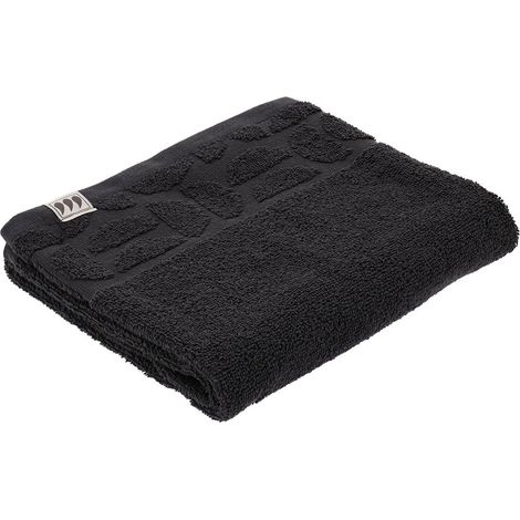 Serviette de toilette 50x90 cm 100% coton dessin tribal totem - gris anthracite - Tendance (1/4)