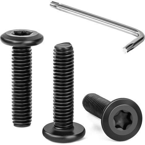 30 Pièces Vis à Tête Plate Torx Noir M6 x 25 mm Vis à Six Pans Creux en Acier Inoxydable A2 V2A Boulons de Meubles Hexagonale avec Clé T30 Filetage Complet (1/5)