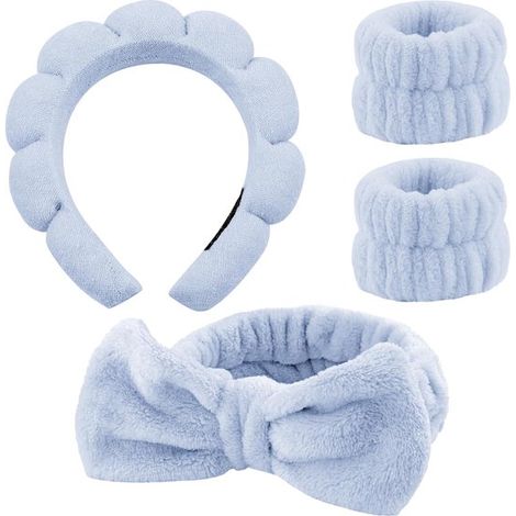 Conjunto de 4 diademas para lavarse la cara, cuidado de la piel, maquillaje, yoga, deportes, ducha, para mujeres y niñas. (1/2)