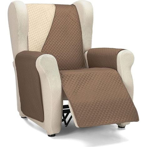 Housse de Fauteuil 1 Place Relax Confort Maximum et Ajustement Complet - Housse pour Fauteuil 1 Place et Fauteuil Relax Couleur Beige/Marron (1/5)