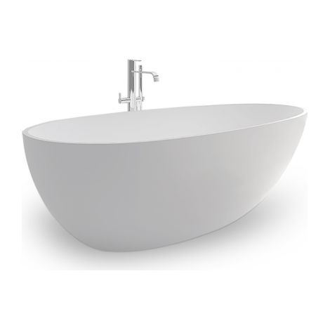 SENSAE - BAIGNOIRE ILOT - Baignoire Moderne Ovale - Cosy et Confortable - Solid Surface - Blanc Mat - 90x185x56cm (1/5)