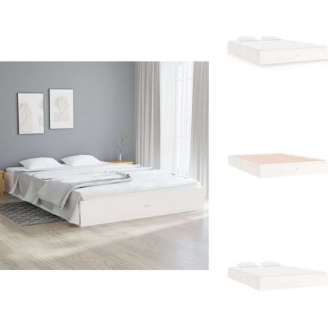 Massivholzbett Weiß 140x200 cm - Holzbett - Massivholzbette - Kiefernbett - Weißes Bett - Doppelbett (1/5)