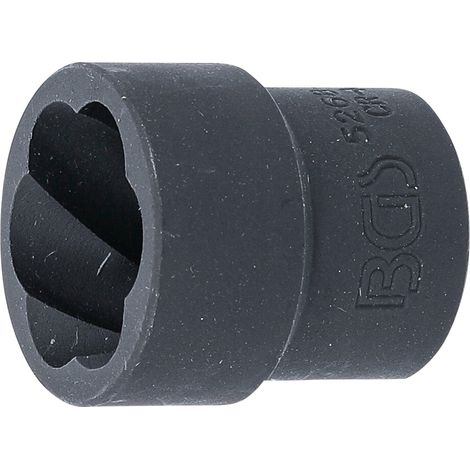 Llave de vaso de perfil en espiral / extractor de tornillos  entrada 12,5 mm (1/2")  22 mm (1/3)