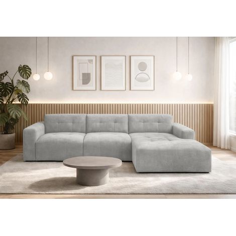 AX LIVING Couch in L Form Corlu Sofa Grau für Wohnzimmer 310 cm R