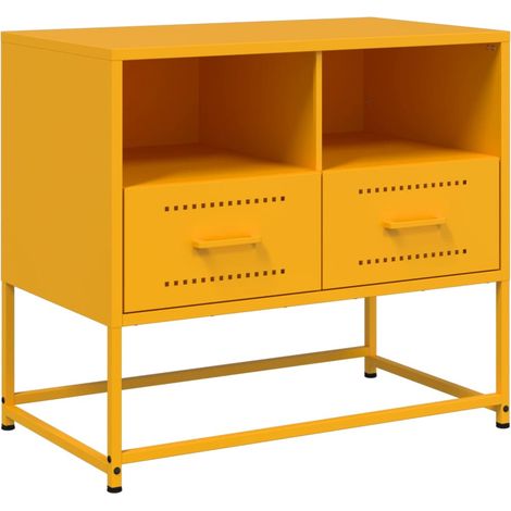 Mobile TV multimediale scaffale per televisione televisore buffet sala da pranzo soggiorno camera da letto giallo senape 68 x 39 x 60,5 cm acciaio giallo 020027670