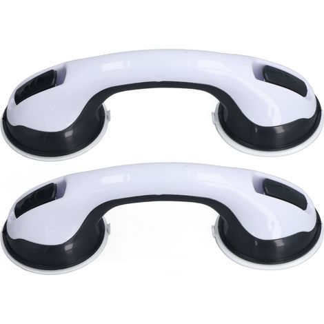 Lot de 2 poignées de douche incurvées, double verrouillage de sécurité, installation sans outil, barre de support de douche en plastique pour personnes âgées (1/5)