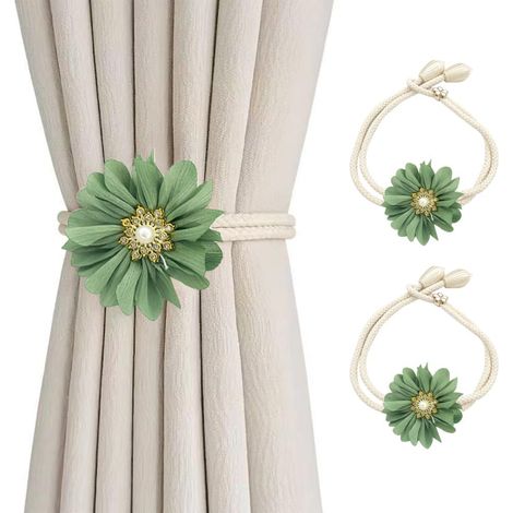 Embrasses de rideaux à fleurs, 2 pinces pour rideaux fixes, extérieur, maison ou bureau. (1/5)