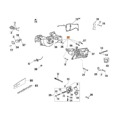 Coppia semicarter motosega modelli GS630 ORIGINALE OLEOMAC 50022083CR