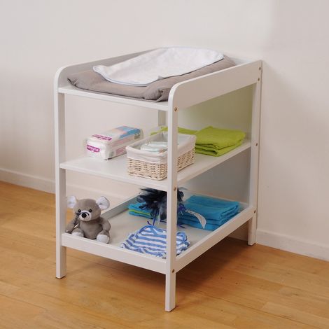Le Quai Des Affaires – Table à langer LUDO – Structure hêtre massif – Dimensions 55x75x90 cm – Espace matelas 72,5x51 cm – Finition blanche