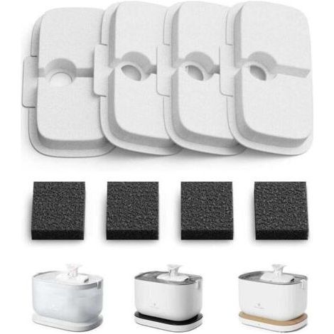 Cat Water Fountain Filter, XU, Pack of 4 Replacement Filters for Dockstream Cat Water Fountain PLWF005, PLWF115, PLWF105, Filter with Vertical Filtration for Cat Water Fountain - (1/4)