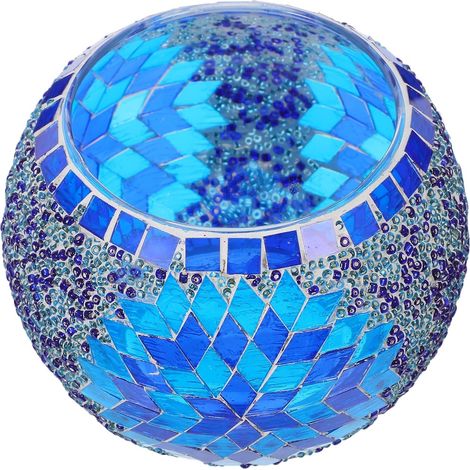 1pièce Bougeoir Verre Mosaïque Bleu Style Européen Décoration Romantique pour Restaurant Occidental Mariage et Fête Élégant Porte-Bougie sans Cire (1/5)