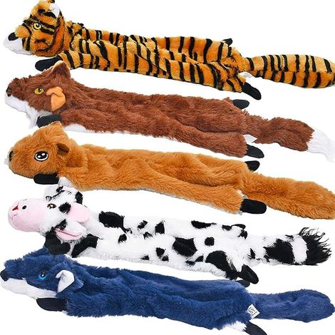 Jouet vocal pour chien lot de 5, jouet pour animaux de compagnie jouet vocal pour chien sans remplissage jouet en peluche pour chien grand et moyen chien jouet à mâcher 45cm (1/5)