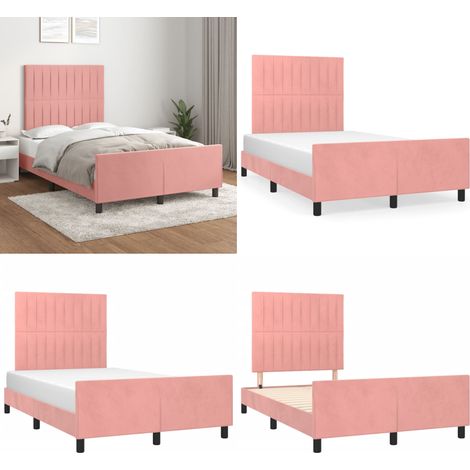 Bettgestell mit Kopfteil Rosa 120x200 cm Samt - Samtsofa - Rosa Sofa - Doppelbett - Boxspringbetten - Lattenrost - Home & Living (1/5)