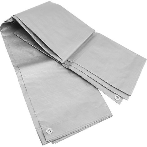Lot de 4 bâches en polyéthylène haute densité (PE), 200 x 200 cm, imperméables et résistantes à la pluie, pour la protection du matériel, de la terrasse et du jardin - Argenté (1/5)