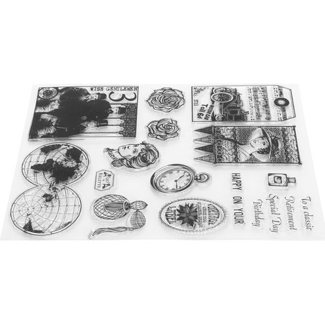 Tampon transparent en caoutchouc TPR rectangulaire, motif rétro, DIY scrapbooking, journal créatif, accessoire d'art et d'artisanat. (1/5)