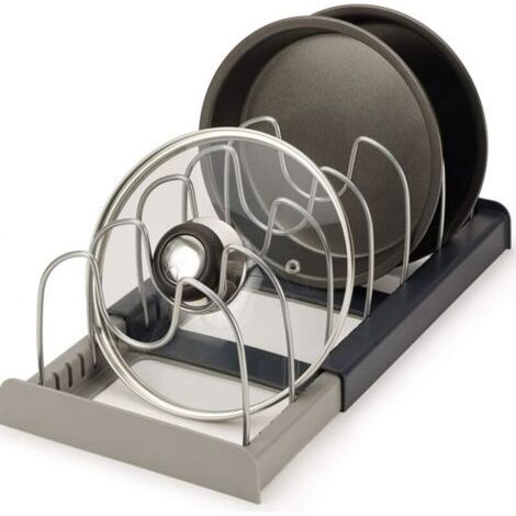BUNTHAUS Support à casseroles 1 pièce, support à casseroles de cuisine avec 7 compartiments réglables, parfait pour les casseroles et les ustensiles de cuisine