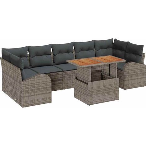 Garden Sofa Set with Storage 8 pcs Grey Poly rattan vidaXL (1/5)