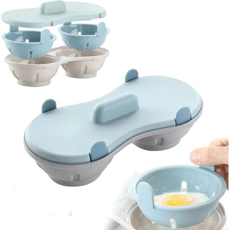 Cocedor de huevos para microondas con cesta escurridora, taza medidora y apto para lavavajillas. (1/5)