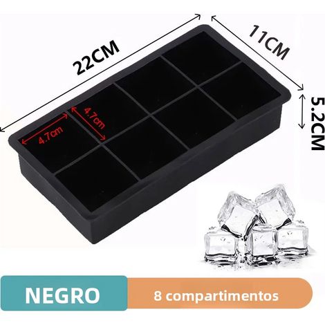 Moule à glaçons en silicone noir à 8 compartiments, grand format, pour fabriquer soi-même ses glaçons, bac à glaçons écologique. (1/5)