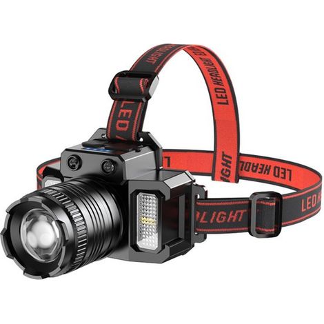 Lampe frontale LED rechargeable de 2000 lumens, avec fonction zoom, 6 niveaux de luminosité et protection contre l'eau IPX7, tête orientable à 120° pour O (1/5)