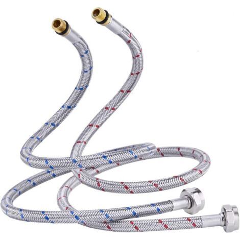 Armored Hose, G 3/8 DN6 70cm Long Connection Hoses for Water Tap, Compression Thread, Flexible Water Hose, 2 Pieces (1 Pair)