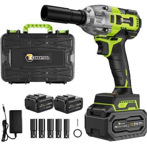 Clé à Chocs Sans Fil CONENTOOL 21V Brushless 520Nm Boulonneuse a Choc 4000mAh, 7 Accessoires, Sac de Transport (1/5)