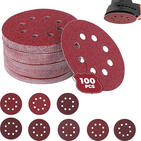 100 discos de lijado de grano 40/60/80/120/180/240/320/400, 125 mm, ideales para lijar, pulir y eliminar óxido. Amoladora angular.