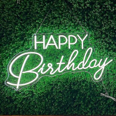 1 Enseigne lumineuse néon « Joyeux anniversaire » pour décoration de fête d'anniversaire, enseigne LED néon pour fête d'anniversaire, décoration de bar, décoration intérieure, cadeau (blanc) (1/5)