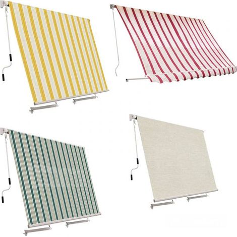 Tenda da Sole a Caduta 250X250CM da Balcone Senza Cassone con Mantovana e Asta Antracite