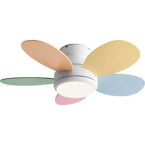 Ventilateur de plafond à distance à 6 vitesses, créatif 24 W, éclairage de plafond pour chambre d'enfant, ventilateur de plafond silencieux avec lumière, 5 pales en contreplaqué pour chambre à coucher (1/5)