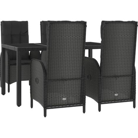 vidaXL Ensemble à manger de jardin coussins 5pcs Noir Résine tressée (1/5)
