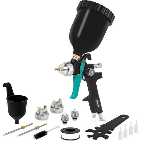 VONROC PRO Farbspritzpistole – Farbsprühgerät – HVLP-Design - 600ml Tank - inkl. 3 Düsen – 2-10 bar - Universelle EURO/DIN 7,2 mm Kupplung