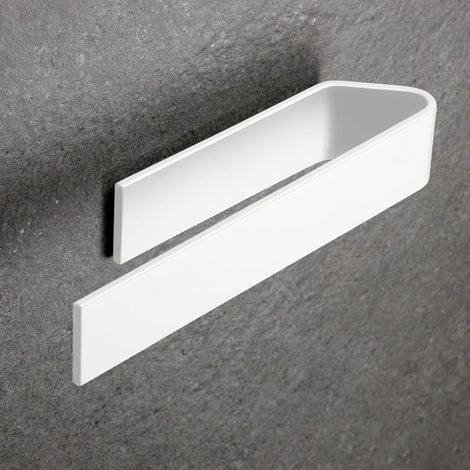 Design Porte Serviette Salle de Bain sans Perçage  Porte-Serviette Auto-Adhésif  Porte Serviettes Murale À Coller  22cm  Blanc Mat (1/5)