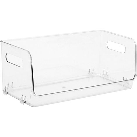Bacs de rangement transparents en plastique  Bacs de rangement multi-usages  Organisateur de garde-manger et de congélateur  Boîte de rangement pour salle de bain  Bacs de rangement pour la maison et  (1/5)