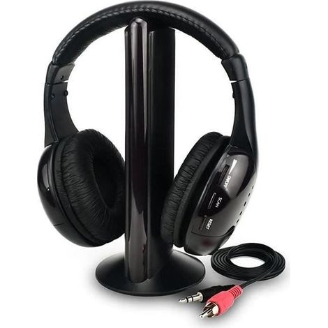Casque TV sans fil - Maison - Cinq en un - Noir (1/4)