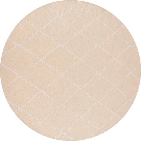 Alfombra moderna para interior y exterior redonda con patrón geométrico 160 cm beige Gwalior