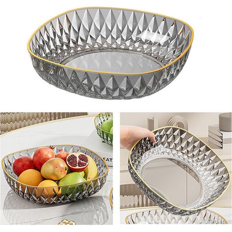 Coupe à fruits ronde en plastique léger et luxueux, idéale pour les bonbons, les noix et autres en-cas, pour le salon ou la table basse. (1/5)