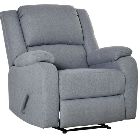 Fauteuil relax manuel avec repose-pieds intégré et poche latérale, tissu polyester gris, 90 x 96 x 98 cm (1/5)