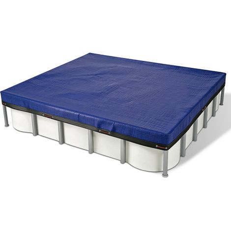 Jiubiaz Poolabdeckung rechteckig 220x410cm für 200x400cm Pool, Outdoor Schutzhülle