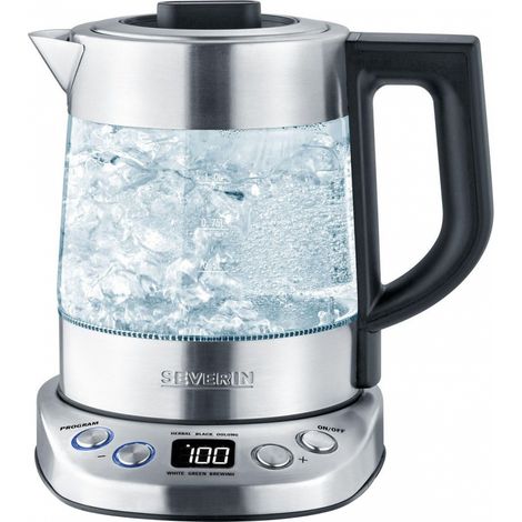 Severin Tee-/Wasserkocher Deluxe Mini WK 3473 ,edelstahl (gebürstet)/schwarz, 1,0 Liter