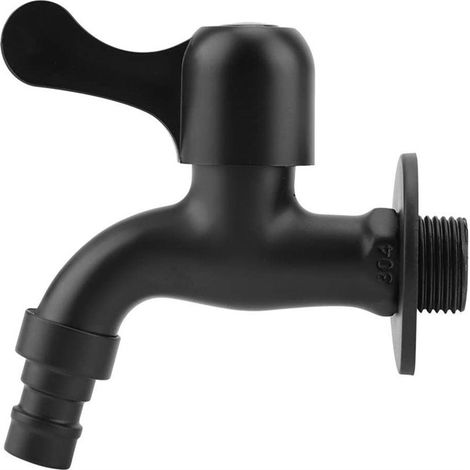 Lntyq Style noir robinet mural en acier inoxydable 304 ouverture rapide robinet extérieur d'eau de jardin pour salle de bain (machine à laver)