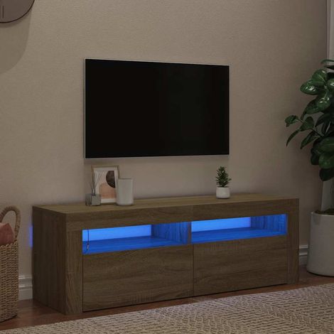 vidaXL Mobile Porta TV con Luci LED Rovere Sonoma 120x35x40 cm (1/5)