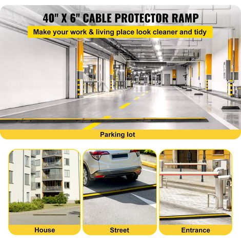 Lot de 4 rampes de protection câble 102 x 15,5 x 3 cm, passe-câble 1 canal 8 tonnes pour sol extérieur (1/5)