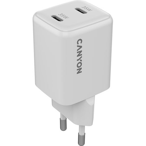 Chargeur mural CANYON CU35CC GaN 35 W 2xPD EU Blanc (1/5)