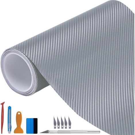 3D Carbon Folie Silber 100x300cm Blasenfrei mit Werkzeug (1/5)