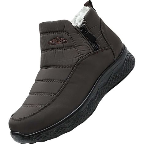 Zapatos casuales de moda para parejas, zapatos de invierno de algodón para hombre, zapatos de trabajo de invierno acolchados y cálidos para mujer, color café, talla 39.5 EU (1/5)