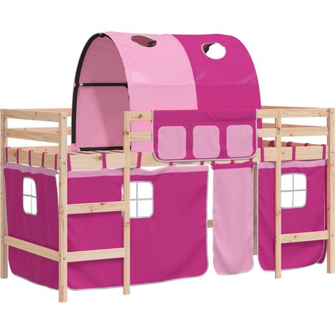 Maison Exclusive - Lit mezzanine enfants avec tunnel sans matelas rose 90x190 cm