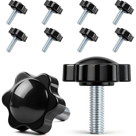 Lot de 10 vis à poignée étoile - Vis moletées M8 x 25 mm - Vis avec poignée - Vis à tête étoile - Écrou à poignée étoile - Pour machine-outils, machines de serrage (1/5)